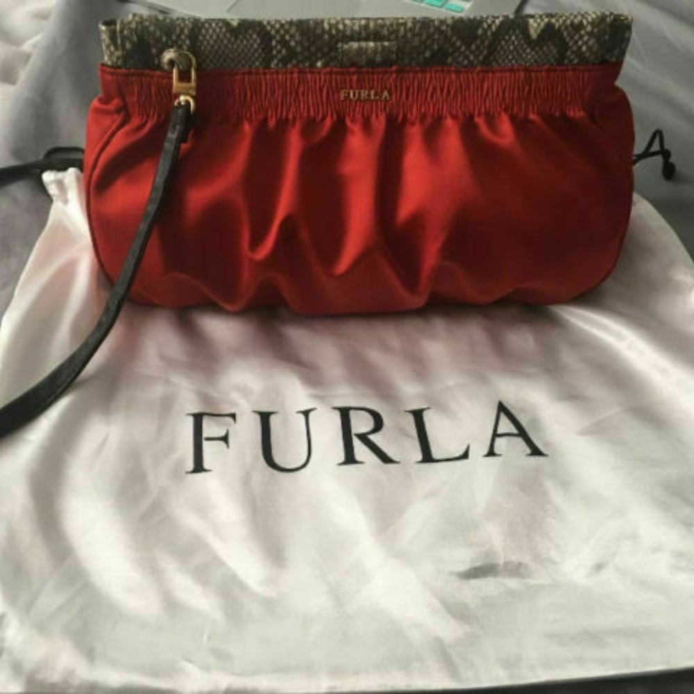 NEW Red Furla Clutch